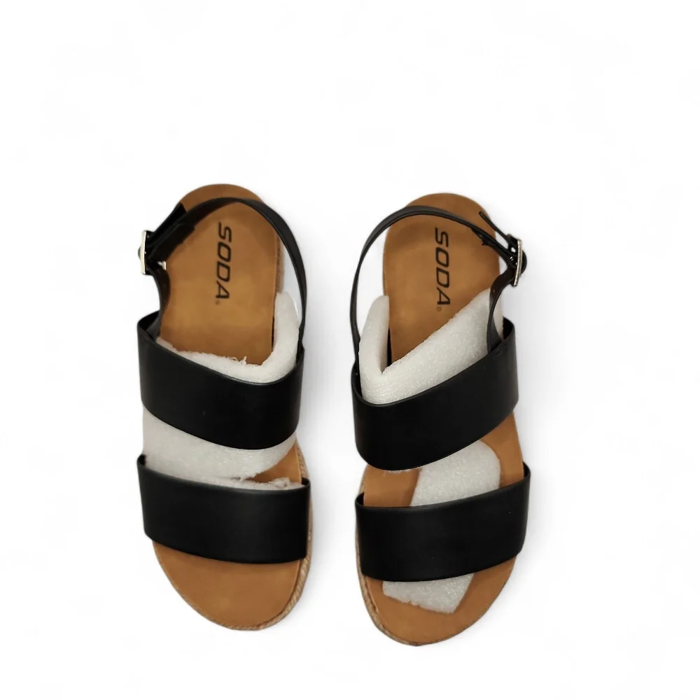 Soda Casual Kazoo Espadrilles Trim Platform Wedge Buckle Ankle Back New Size 7.5